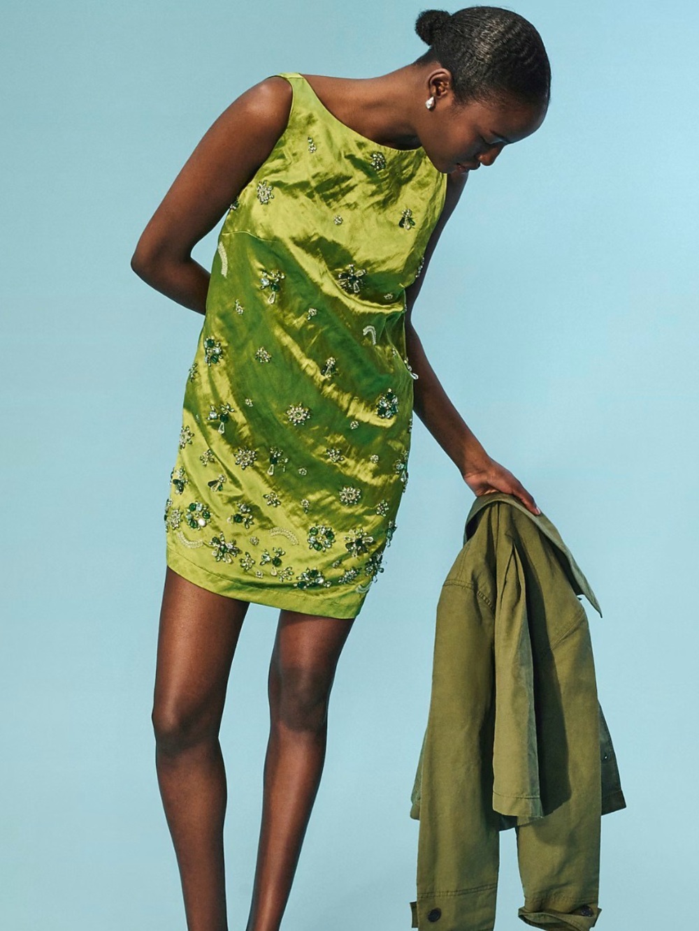 NWT J Crew collection embellished satin shift dress - Picture 2 of 5